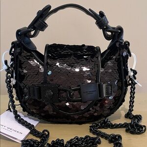 Kurt Geiger Black Sequin Crossbody Bag NWT